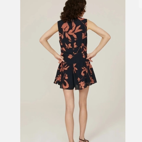 Thakoon Floral Ruffle Silk Blend Romper Black Womens Size 6 - Picture 6 of 16